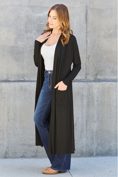 Basic Bae Full Size Open Front Long Sleeve Cover Up Trandify deal