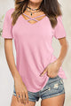 Crisscross Short Sleeve T-Shirt Trandify deal