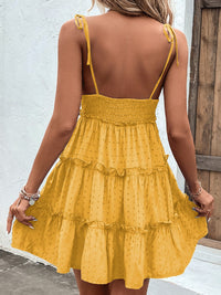 Shiny Frill Spaghetti Strap Tiered Dress Trandify deal