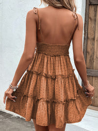 Shiny Frill Spaghetti Strap Tiered Dress Trandify deal