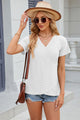 Eyelet Surplice Short Sleeve T-Shirt Trandify deal