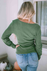 Scoop Neck Long Sleeve Top Trandify deal