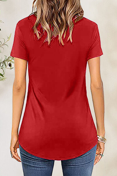 Crisscross Short Sleeve T-Shirt Trandify deal