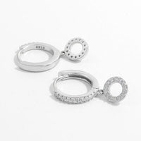 925 Sterling Silver Inlaid Zircon Hoop Dangle Earrings Trandify deal