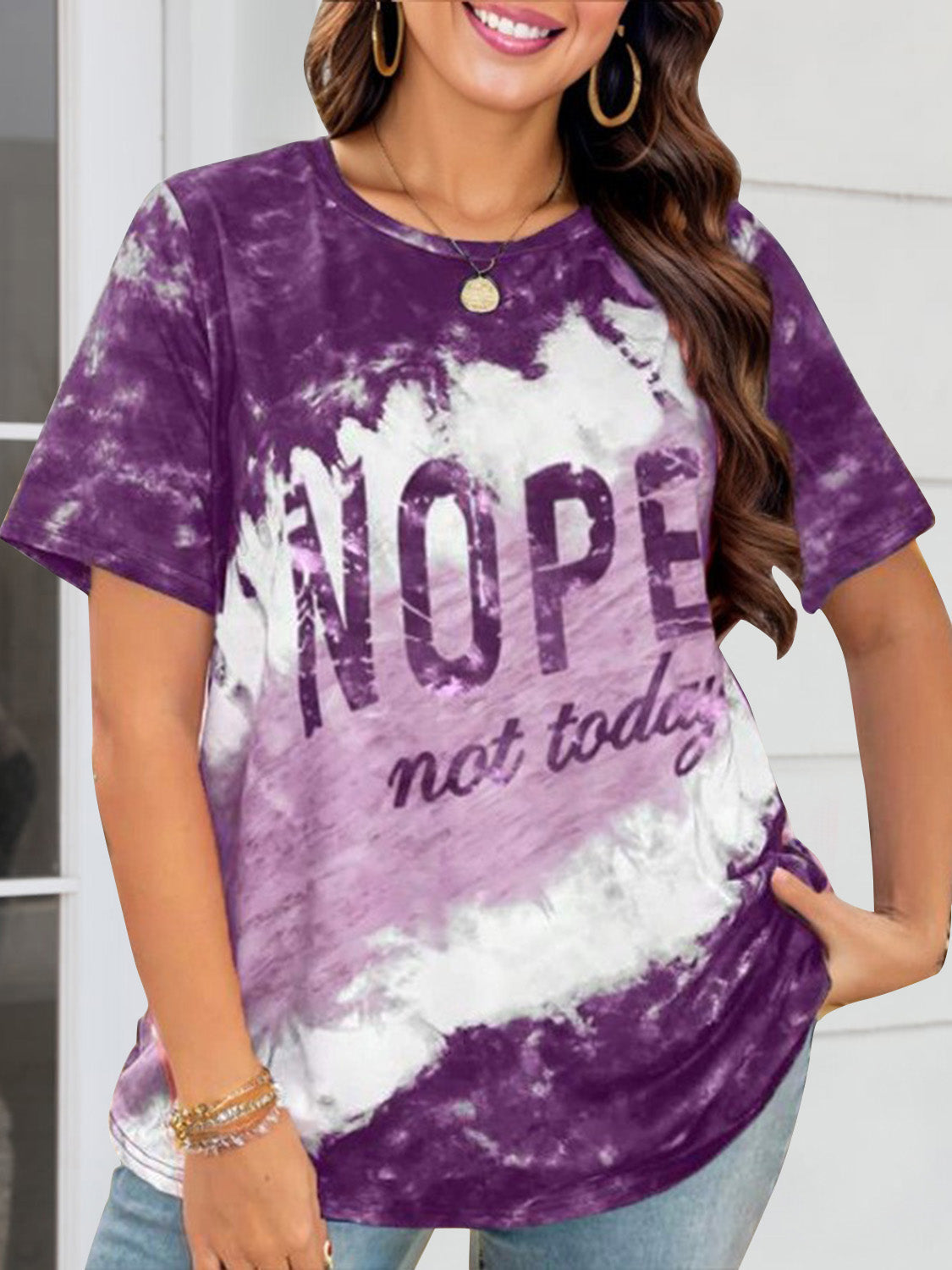 NOPE NOT TODAY Round Neck Short Sleeve T-Shirt Trandify deal