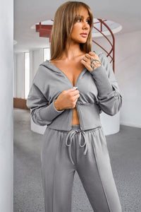 Dropped Shoulder Hoodie and Drawstring Pants Active Set Trandify deal