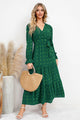 Swiss Dot Tied Surplice Flounce Sleeve Dress Trandify deal