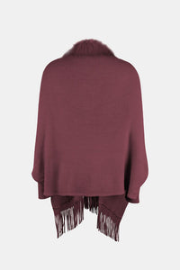 Fringe Open Front Long Sleeve Poncho Trandify deal