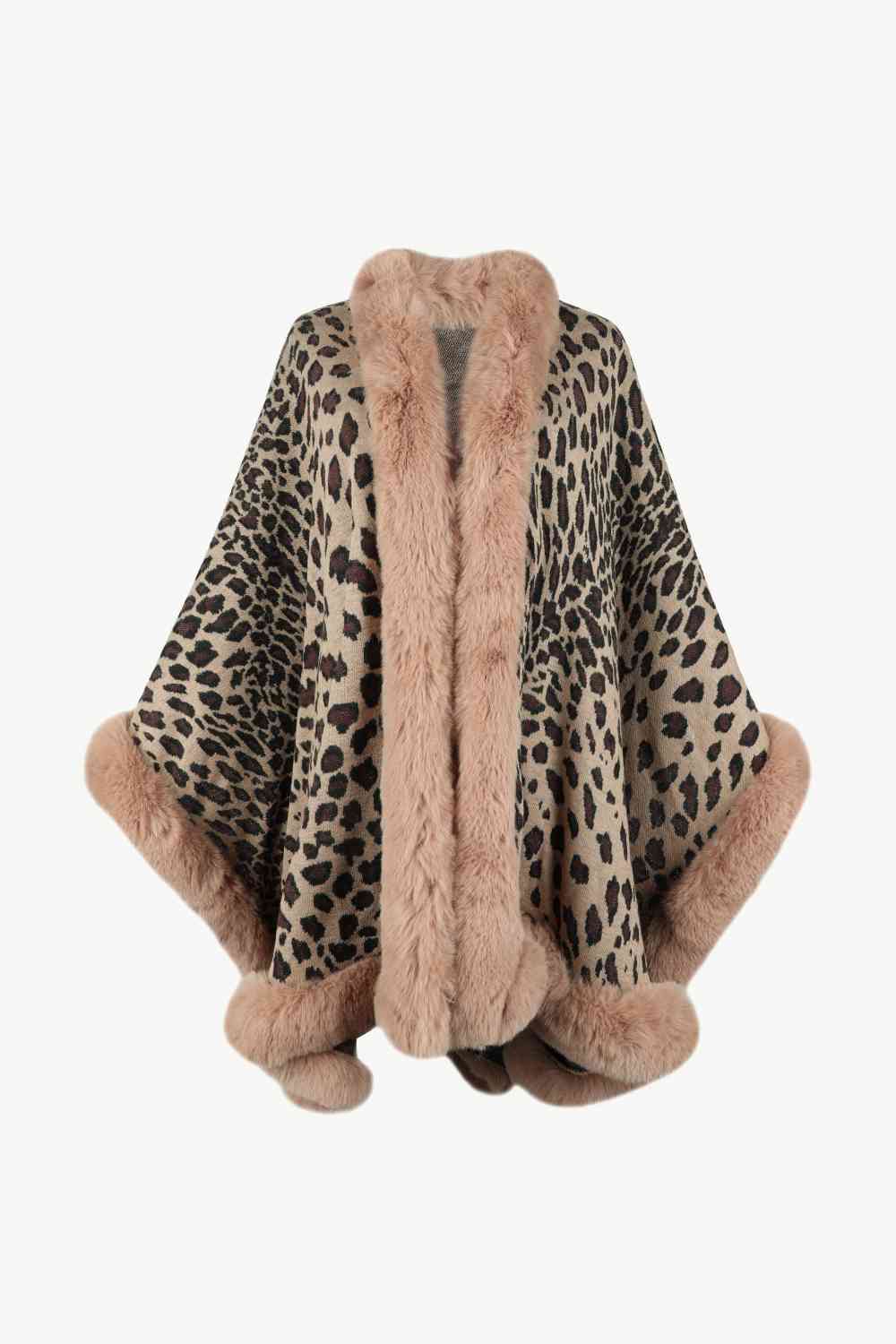 Leopard Open Front Poncho Trandify deal