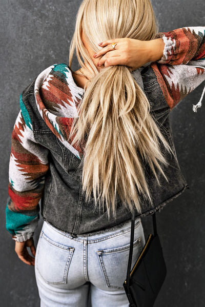 Drawstring Hooded Pocketed Denim Jacket - Trandify Deal