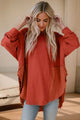 Contrast Texture Round Neck Long Sleeve Blouse Trandify deal