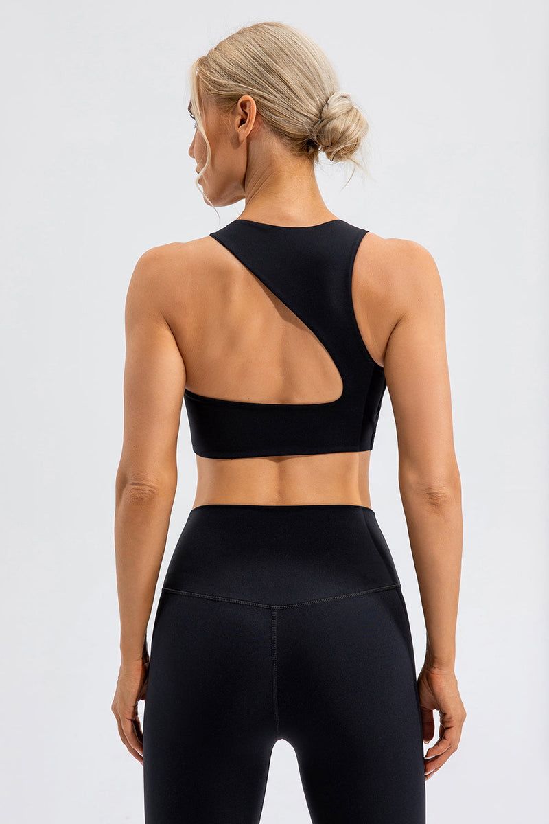Round Neck Cutout Cropped Active Tank Trandify deal