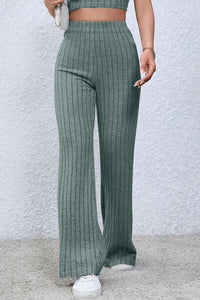 Basic Bae Full Size Ribbed High Waist Flare Pants Trandify deal