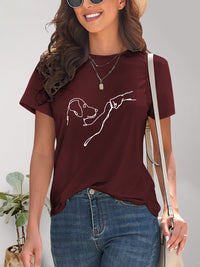 Dog Graphic Round Neck T-Shirt Trandify deal