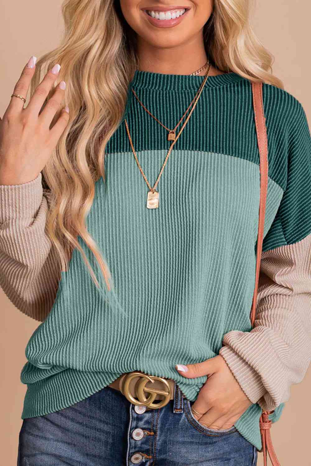 Color Block Dropped Shoulder T-Shirt Trandify deal