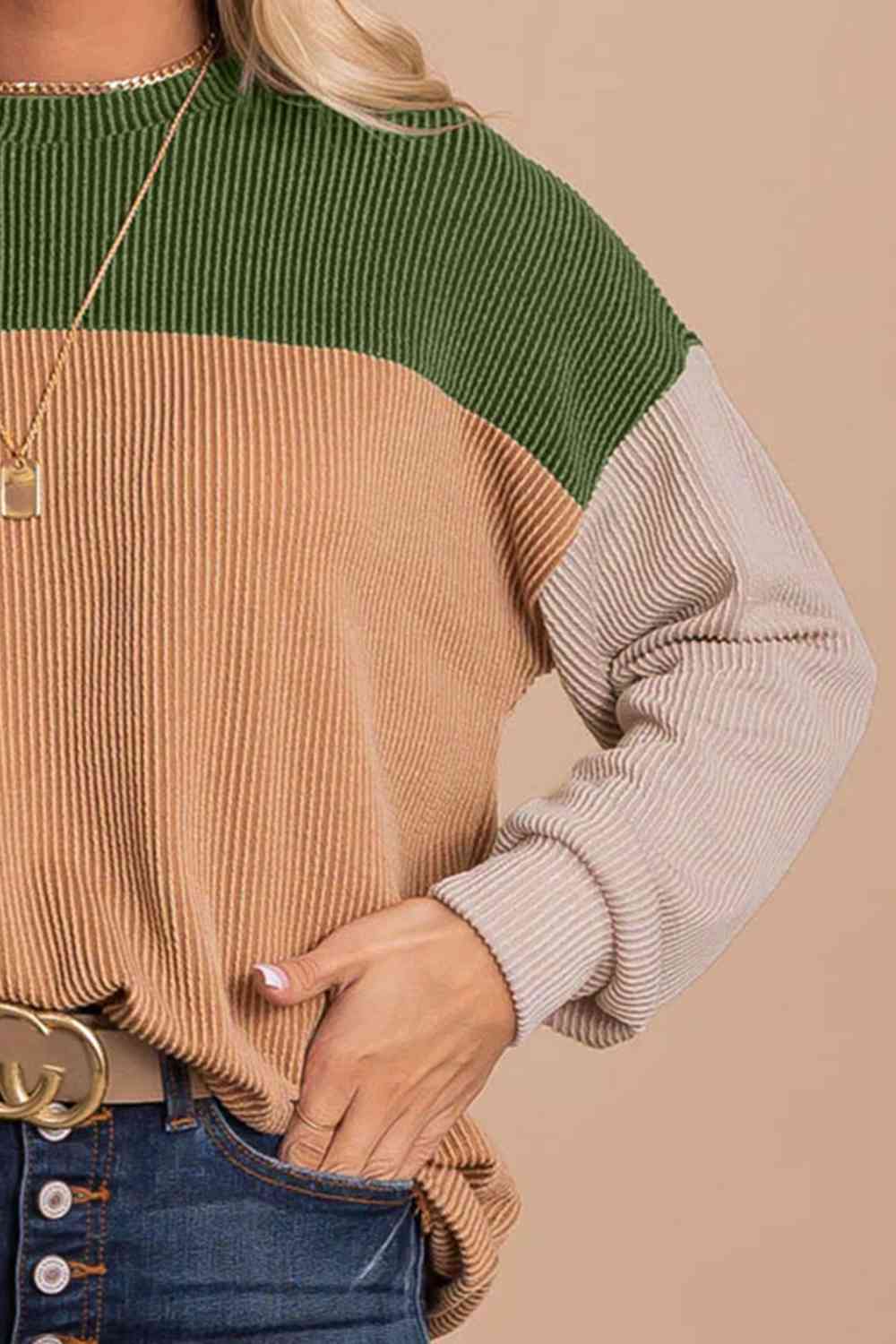 Color Block Dropped Shoulder T-Shirt Trandify deal