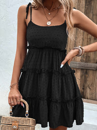 Shiny Frill Spaghetti Strap Tiered Dress Trandify deal