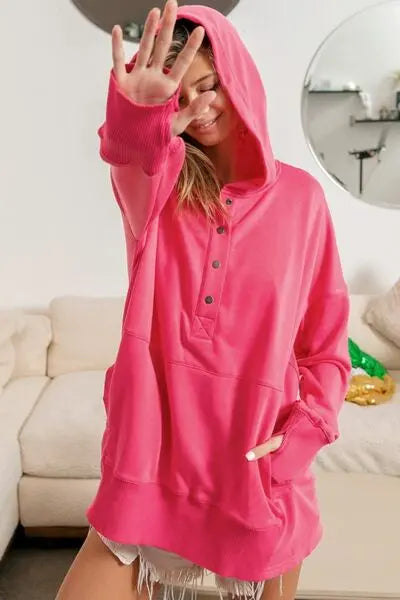 BiBi Half Snap Thumbhole Long Sleeve Hoodie Trandify deal