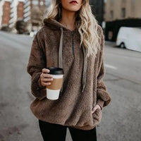 Full Size Quarter-Zip Drawstring Teddy Hoodie Trandify deal
