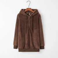 Full Size Quarter-Zip Drawstring Teddy Hoodie Trandify deal