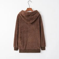 Full Size Quarter-Zip Drawstring Teddy Hoodie Trandify deal