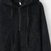 Full Size Quarter-Zip Drawstring Teddy Hoodie Trandify deal