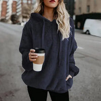Full Size Quarter-Zip Drawstring Teddy Hoodie Trandify deal
