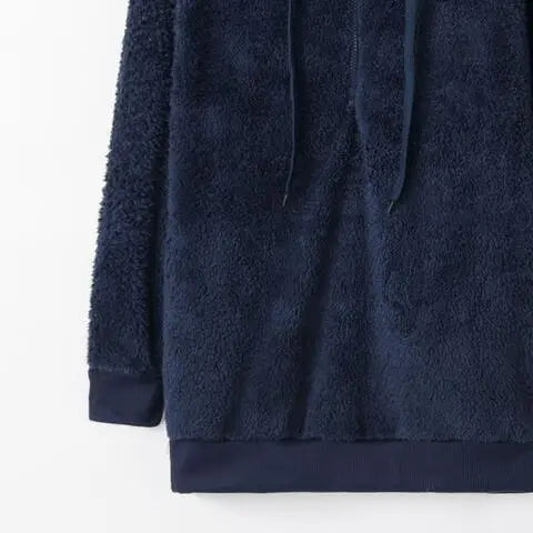 Full Size Quarter-Zip Drawstring Teddy Hoodie Trandify deal