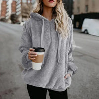 Full Size Quarter-Zip Drawstring Teddy Hoodie Trandify deal