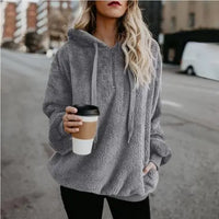 Full Size Quarter-Zip Drawstring Teddy Hoodie Trandify deal