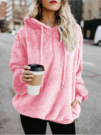Full Size Quarter-Zip Drawstring Teddy Hoodie Trandify deal