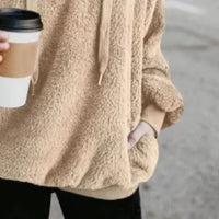 Full Size Quarter-Zip Drawstring Teddy Hoodie Trandify deal