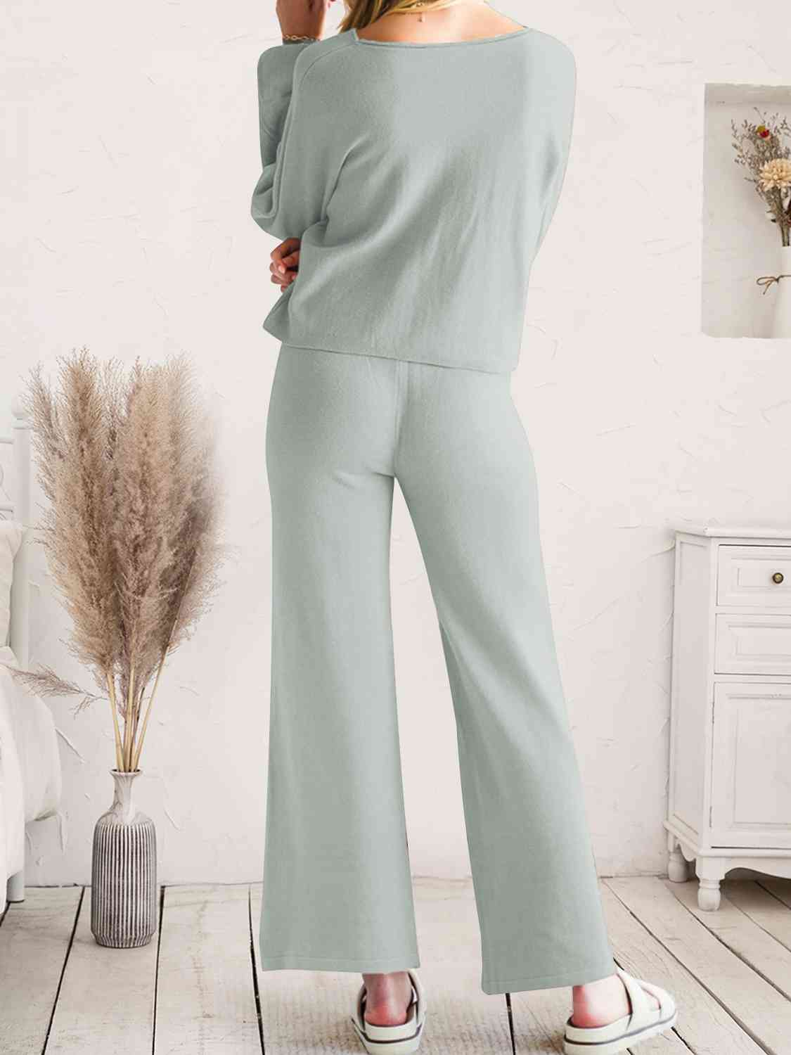 Long Sleeve Lounge Top and Drawstring Pants Set Trandify deal