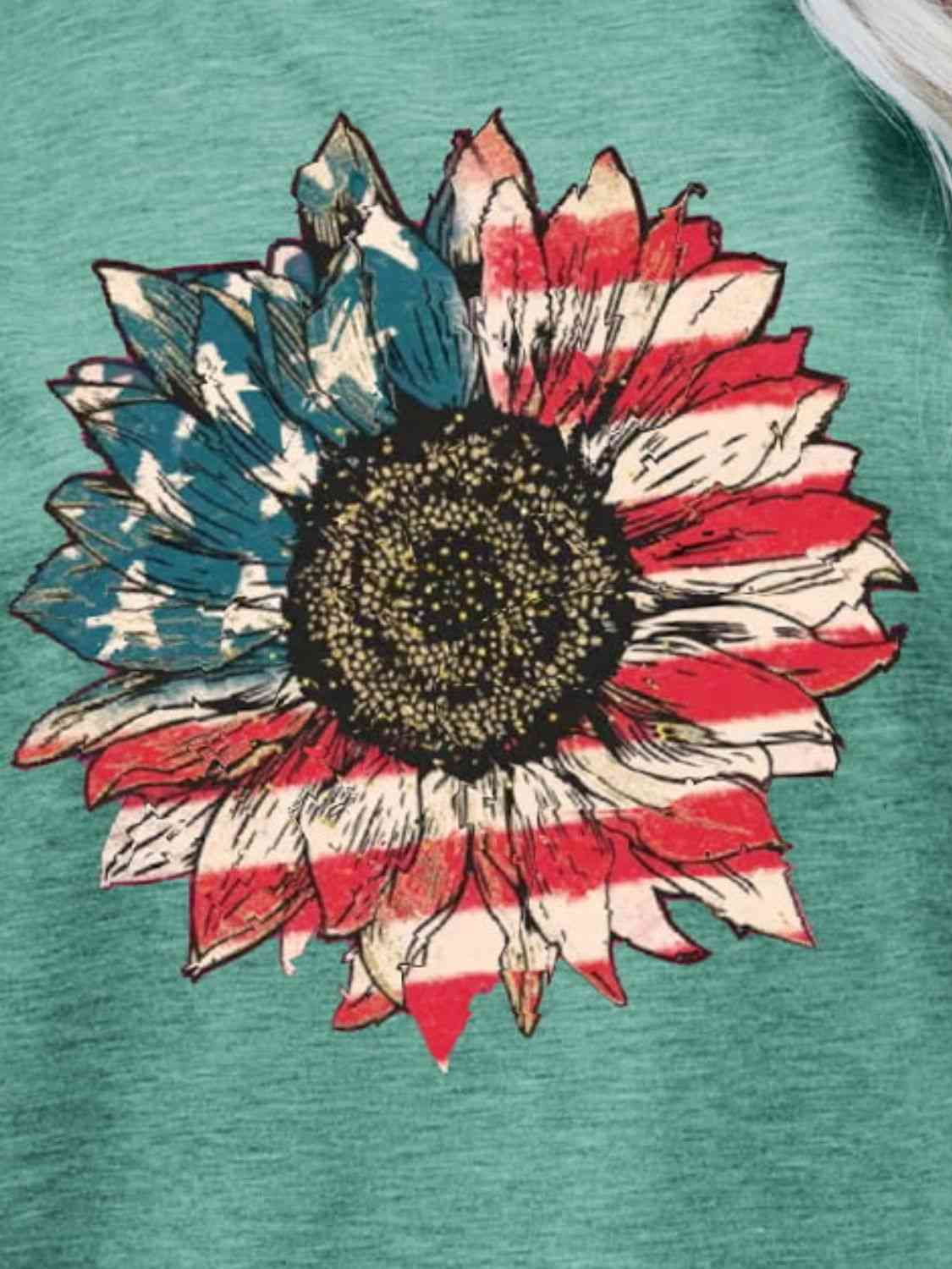 US Flag Flower Graphic Tee Trandify deal