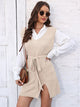Tie Front V-Neck Sleeveless Slit Sweater Dress Trandify deal