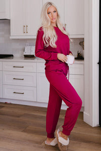Round Neck Top and Drawstring Pants Lounge Set Trandify deal