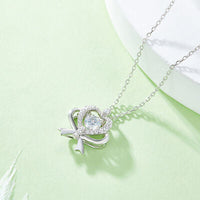 Moissanite 925 Sterling Silver Bow & Heart Necklace Trandify deal