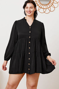 Ruffled Button Up Long Sleeve Tiered Shirt Trandify deal