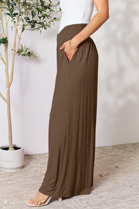 Double Take Full Size Smocked Wide Waistband Wide Leg Pants Trandify deal