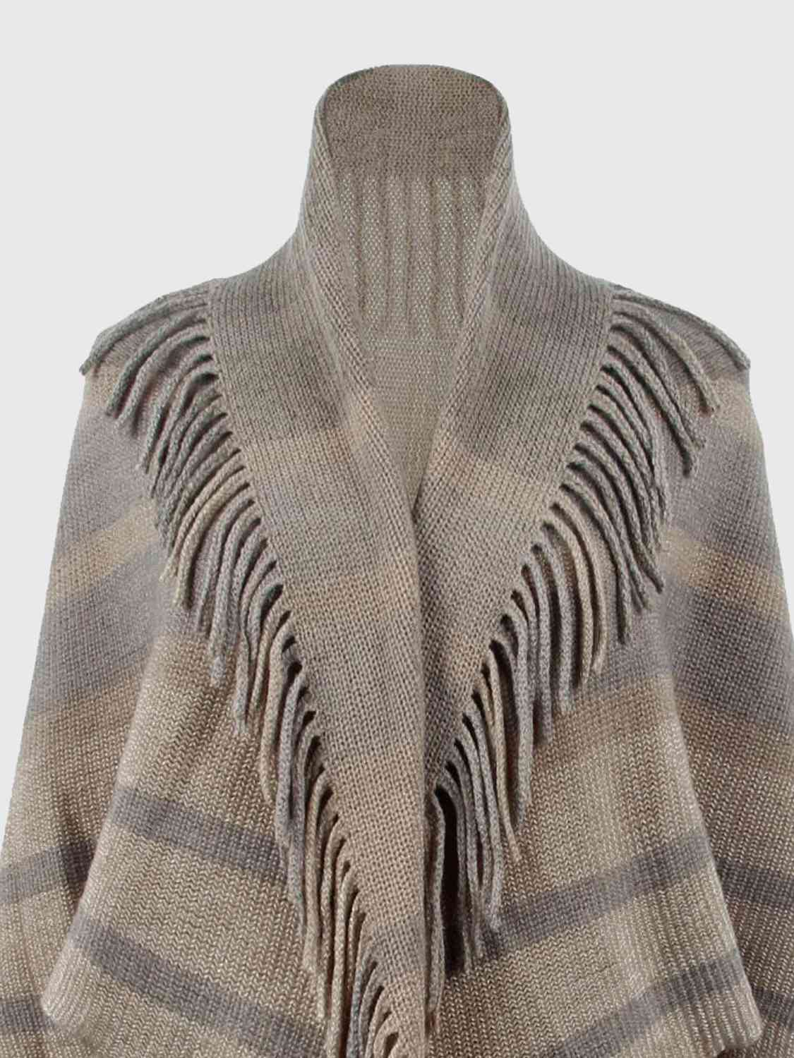 Fringe Detail Open Front Poncho Trandify deal