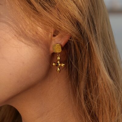 Gold-Plated Stainless Steel Cross Shape Earrings Trandify deal