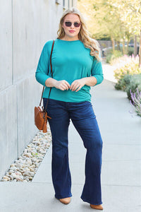 Basic Bae Full Size Round Neck Batwing Sleeve Blouse Trandify deal