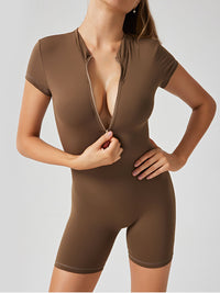 Half Zip Short Sleeve Active Romper Trandify deal