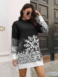 Snowflake Pattern Sweater Dress Trandify deal
