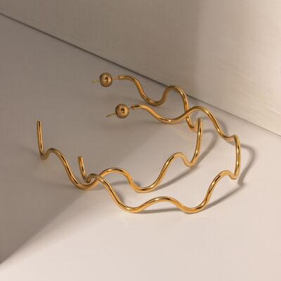 Stainless Steel Wave Shape C-Hoop Earrings Trandify deal