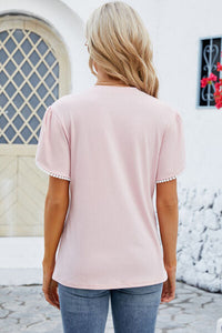 Round Neck Petal Sleeve T-Shirt Trandify deal