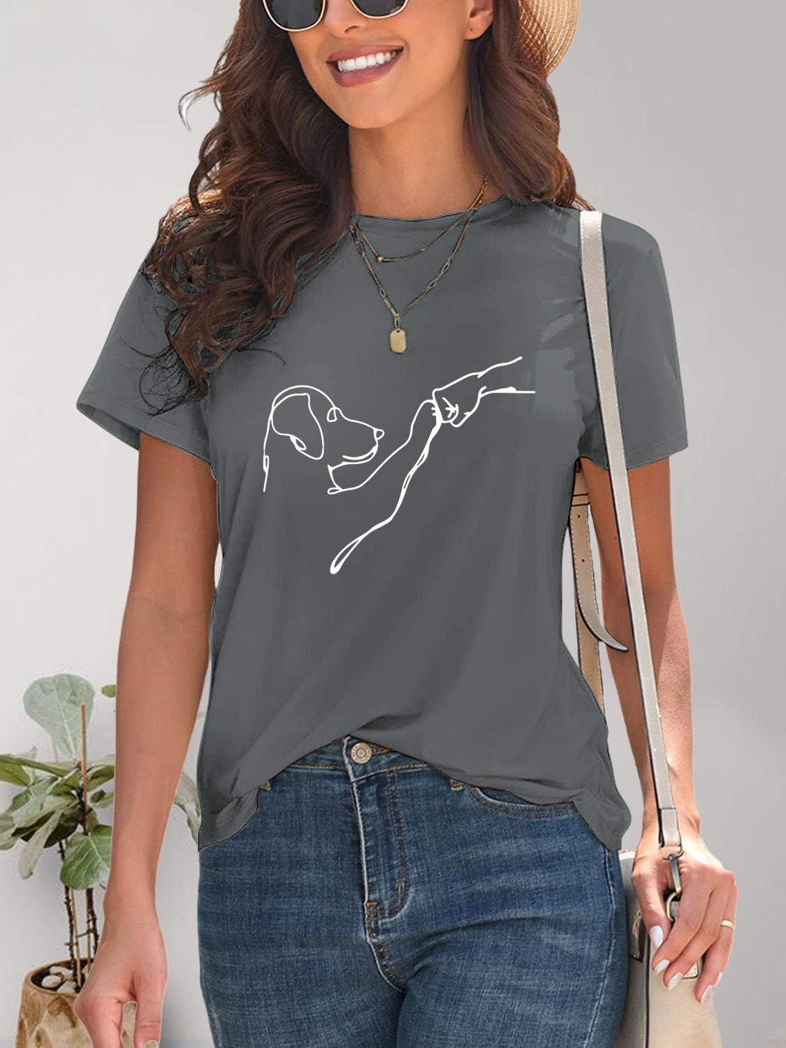 Dog Graphic Round Neck T-Shirt Trandify deal