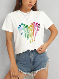 Heart Round Neck Short Sleeve T-Shirt Trandify deal