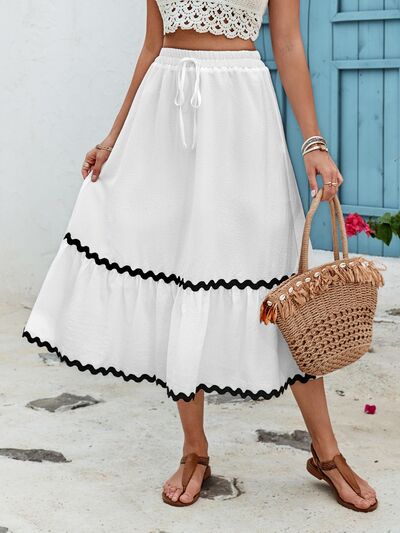 Tied Contrast Trim High Waist Skirt Trandify deal