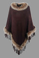 Faux Fur Trim Fringed Poncho Trandify deal